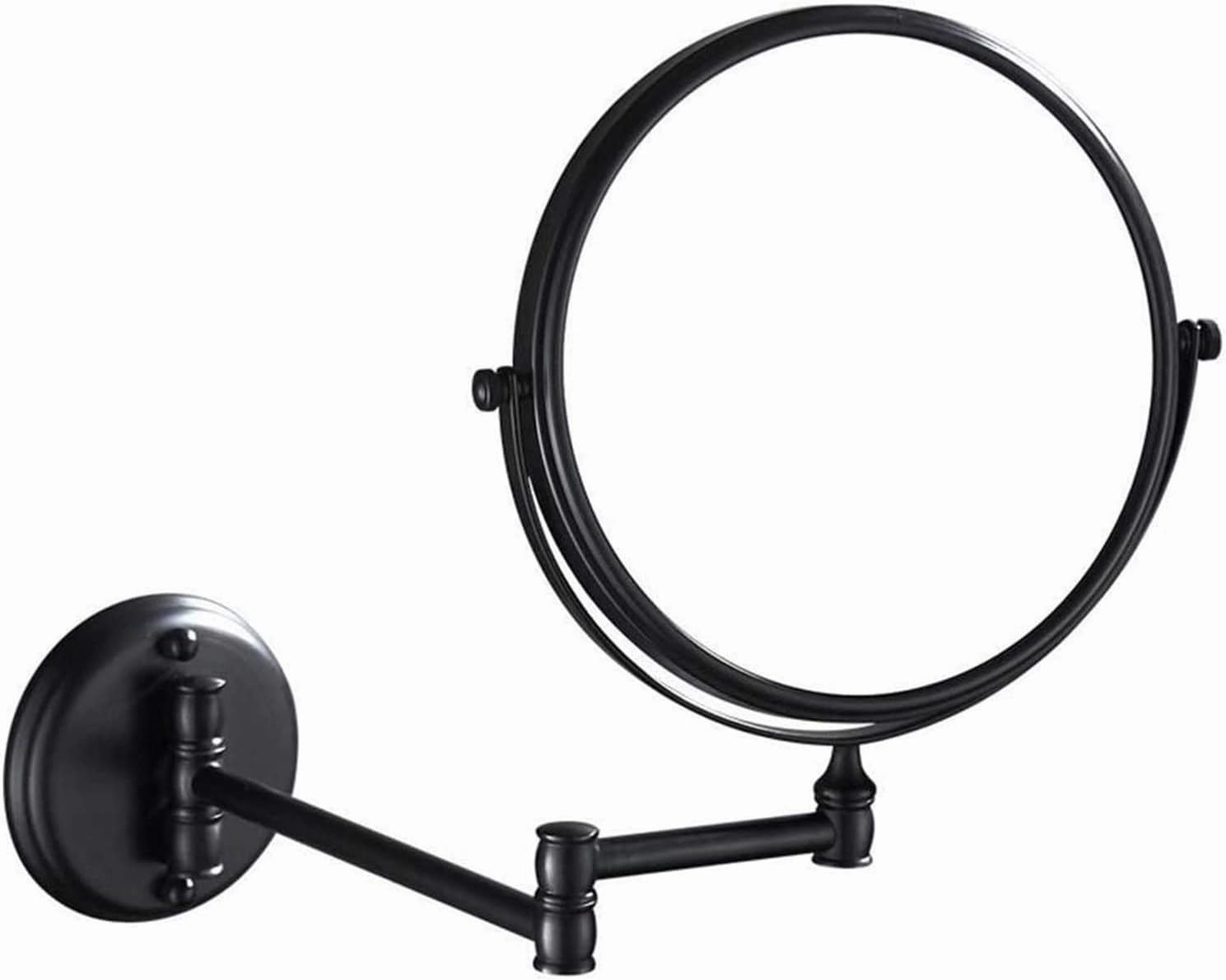 Wall-Mounted Makeup Mirror Bathroom Black Beauty Mirror 8 Inch Makeup Mirror Telescopic Folding Wall Mount 3X Magnifying Mirror