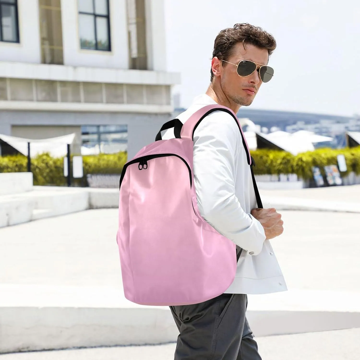 Women Cute Backpacks Casual Daypack Blush Pink Pearl Gradient Cute School Backpack for Teens
