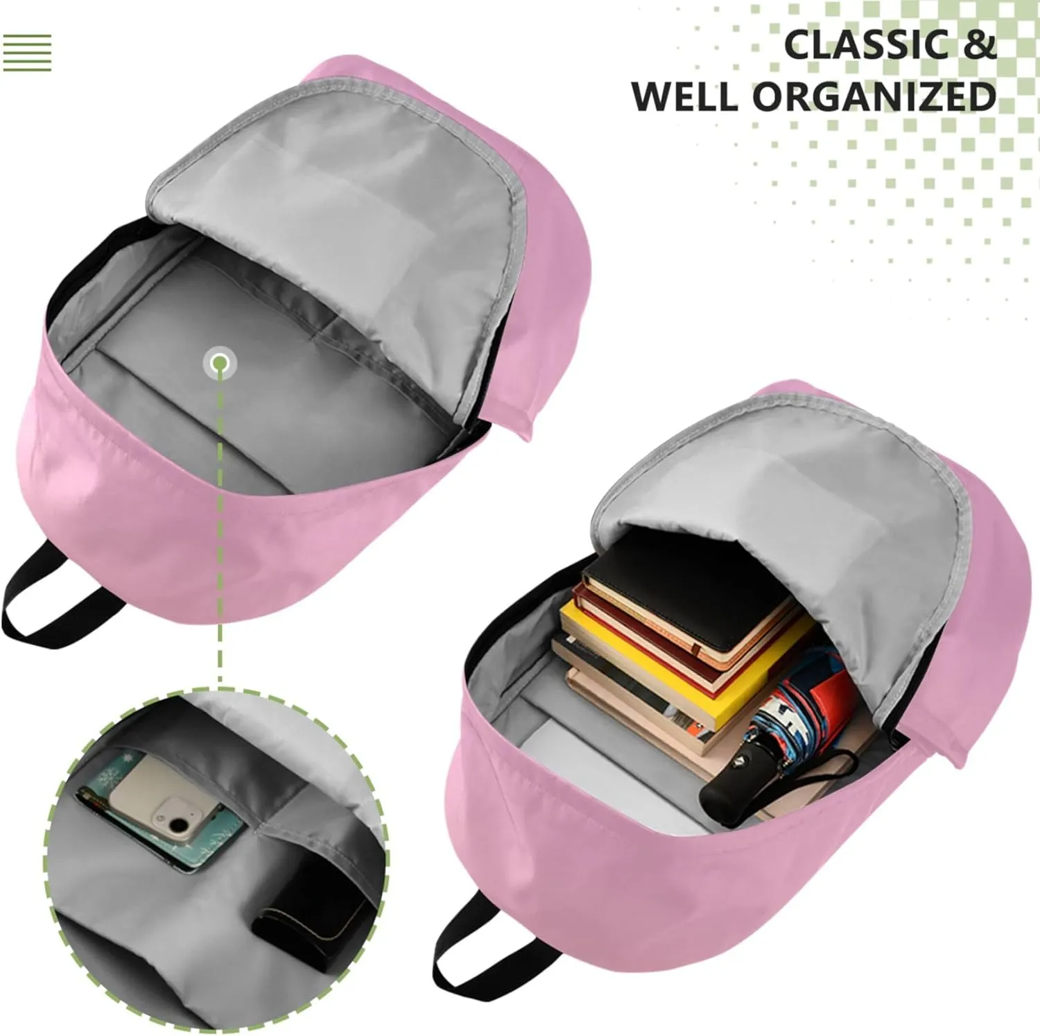 Women Cute Backpacks Casual Daypack Blush Pink Pearl Gradient Cute School Backpack for Teens
