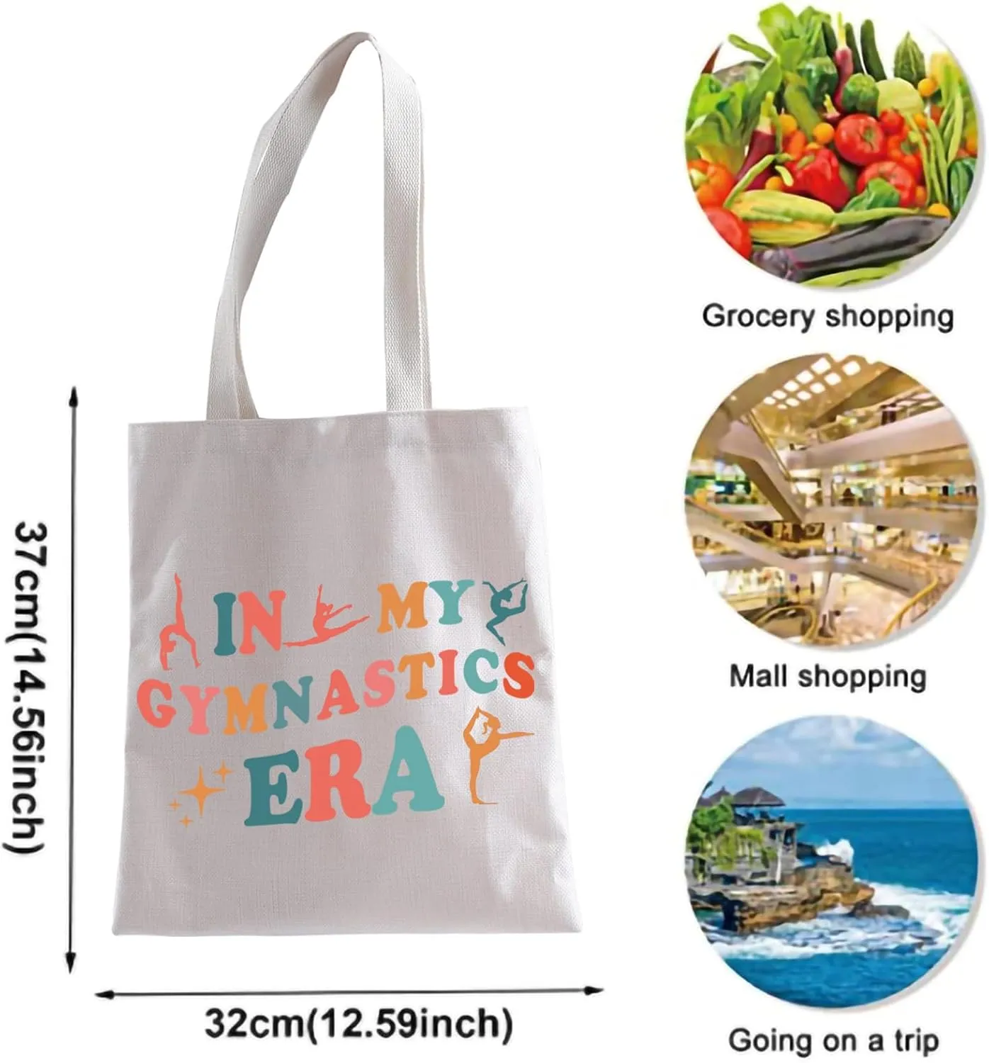 XYANFA In My Gymnastics Era Tote Bag Gymnastics Coach Mom Girl Tote Bag Gymnast Gifts Gymnast Stuff Handbag Shopping Bag