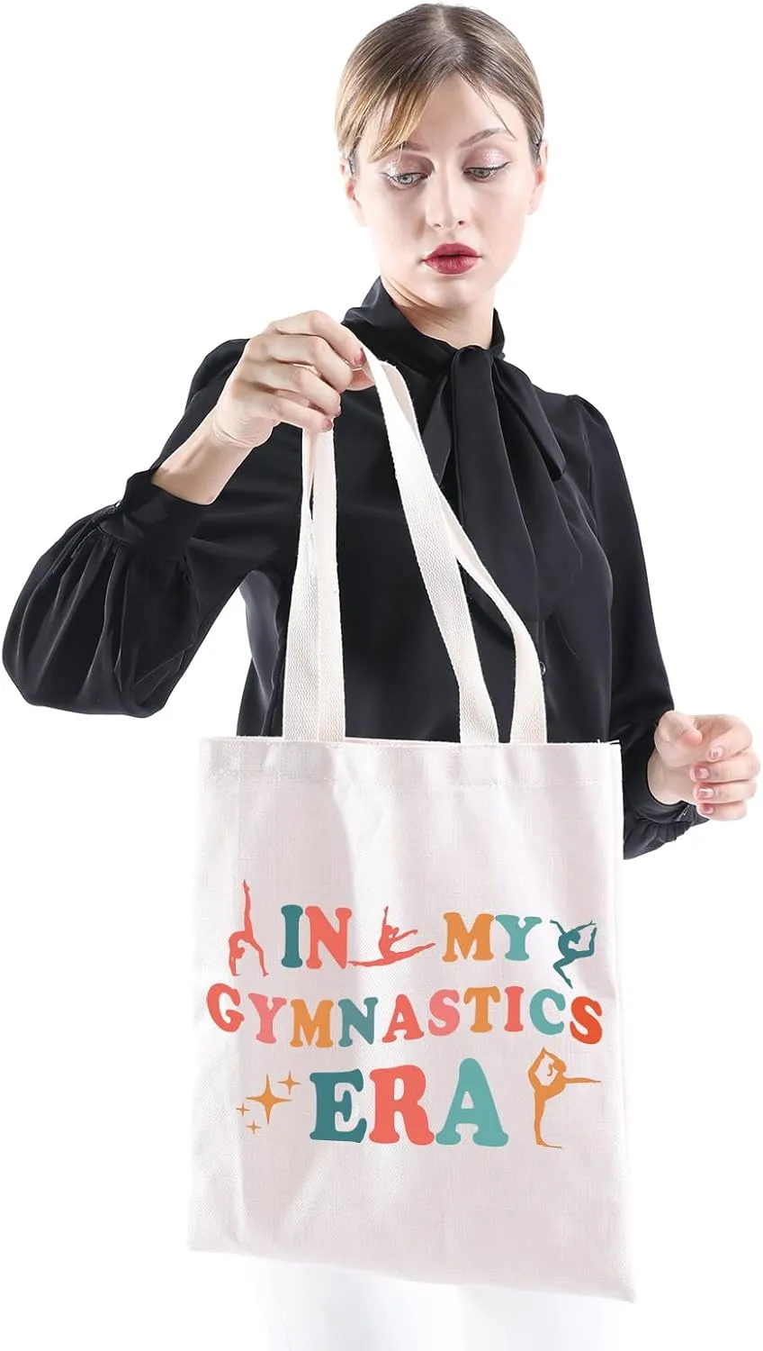 XYANFA In My Gymnastics Era Tote Bag Gymnastics Coach Mom Girl Tote Bag Gymnast Gifts Gymnast Stuff Handbag Shopping Bag